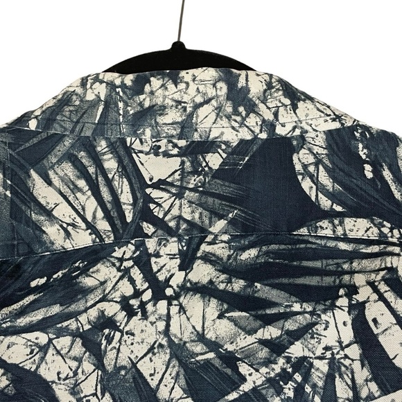 Polo Ralph Lauren Clayton Blue Linen Silk Palm Tree Hawaiian Button Shirt Sz L - Picture 7 of 12